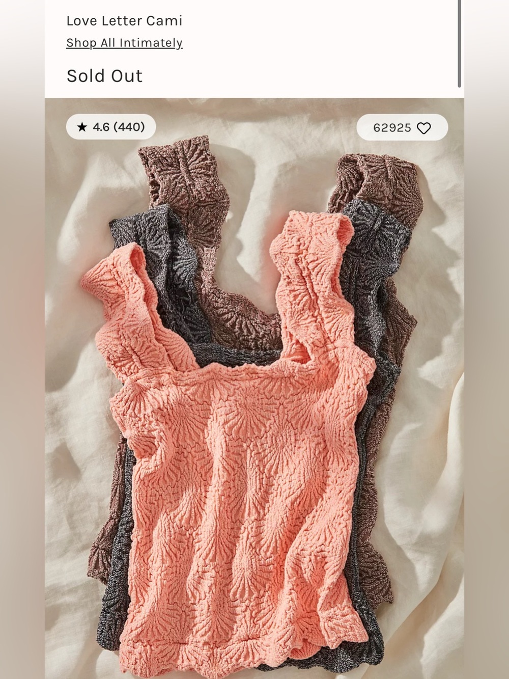 NWOT Free People FP Intimately Love Letter Cami - Black grey - XS/S - Picture 6 of 9